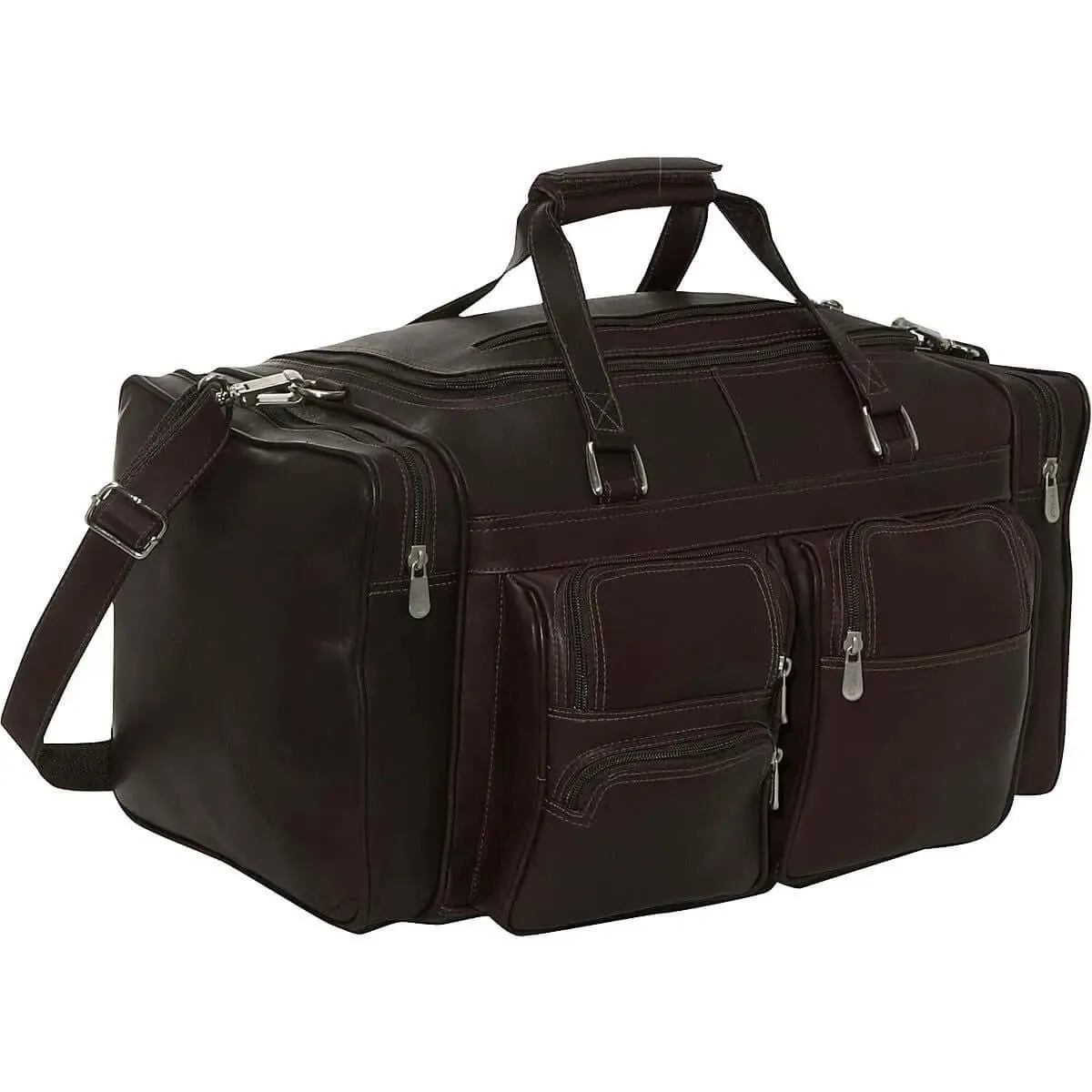 EndofWeek Deals Weekend Flash Offer Piel Leather Carry-On Duffel Bag With Pockets