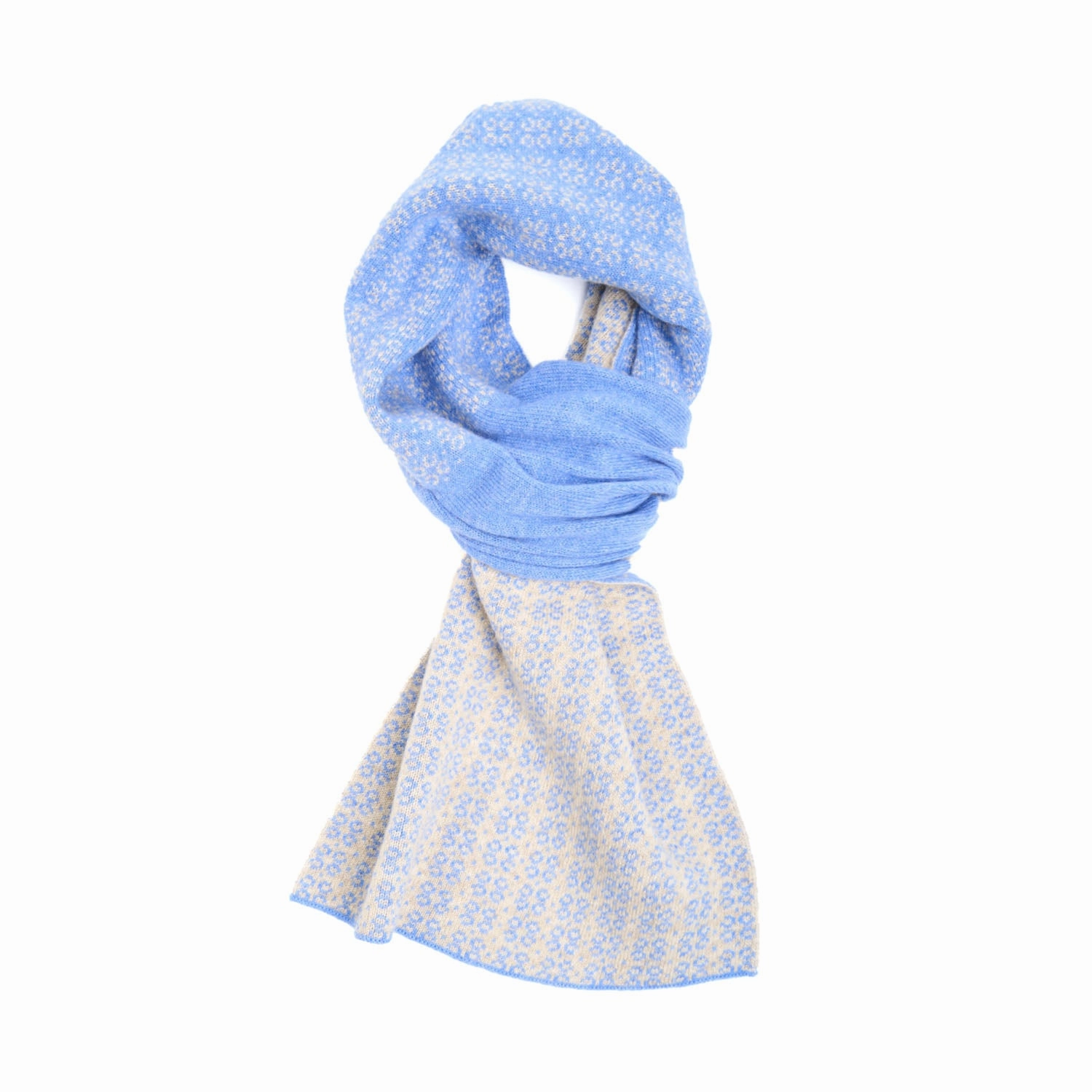 Daily Deal Frenzy Gift Sale Event Powder Blue And Beige Neck Warmer With Micro Pattern