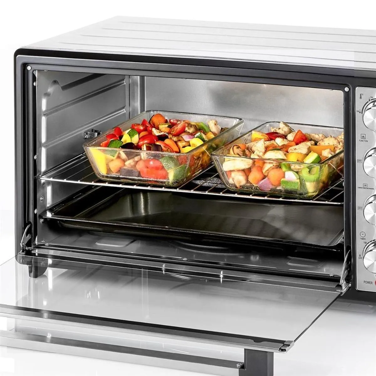 Princess Oven With Pizza Carousel, 90Lit, Silver