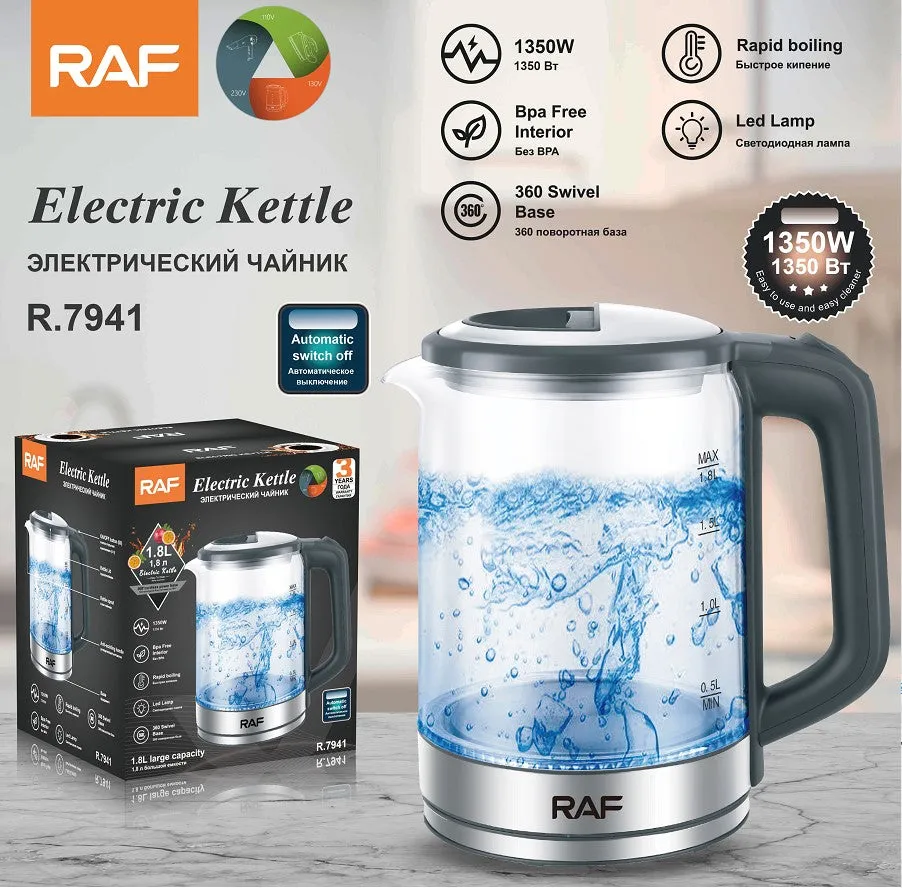 Raf Glass Kettle, 1350 Watts, 1.8 Lit