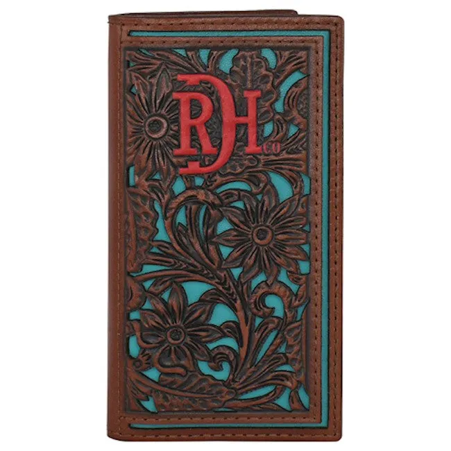 Red Dirt Hat Co. Floral Tooled With Turquoise Inlay Brown Leather Rodeo Wallet Save More Online Shop Todays Picks
