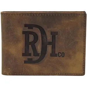 Red Dirt Hat Co. Logo Embossed Distressed Brown Leather Bifold Wallet Exclusive Savings Event Trending Hot Deal