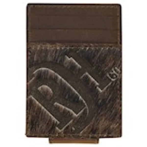 Red Dirt Hat Co. Logo Natural Brindle Hair On Leather Card Case With Money Clip Hot Sale Frenzy
