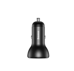 Today Only Hot Sale Baseus Digital Display Pps Dual Quick Charger Car Charger 45W With Cable - Gray