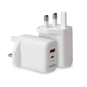 Flash Deal Alert Maplin 65W 2 Port Usb Wall Charger 1X Usb-A 1X Usb-C Gan Pd