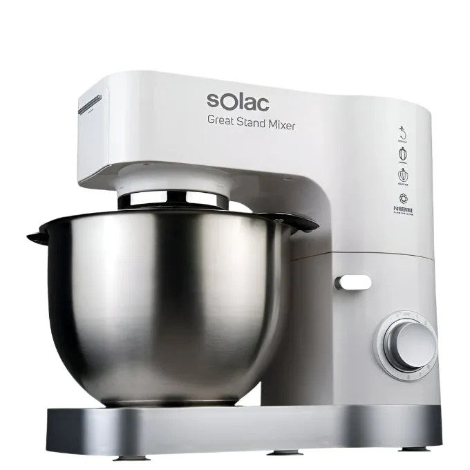 Solac Stand Mixer,5Lit, 1200Watts, Stainless Steel Pol, White
