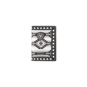 Hot Deals Today Ariat Men'S Southwest Diamond Tri-Fold Wallet In Black & White