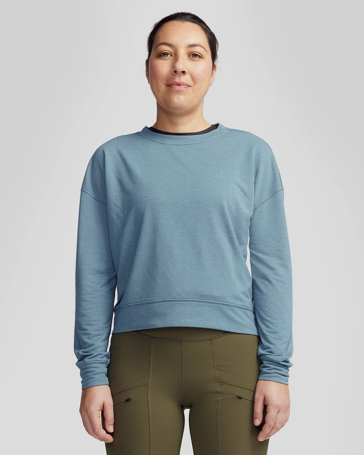 Clearance Event WomenS Anytime Crew Sweatshirt - Washed Blue Marle
