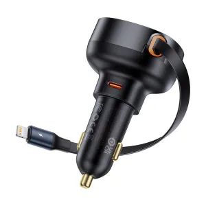 Baseus Enjoyment Pro Car Charger C Retractable Ip Cable 55W Cluster Black Gift Sale Event