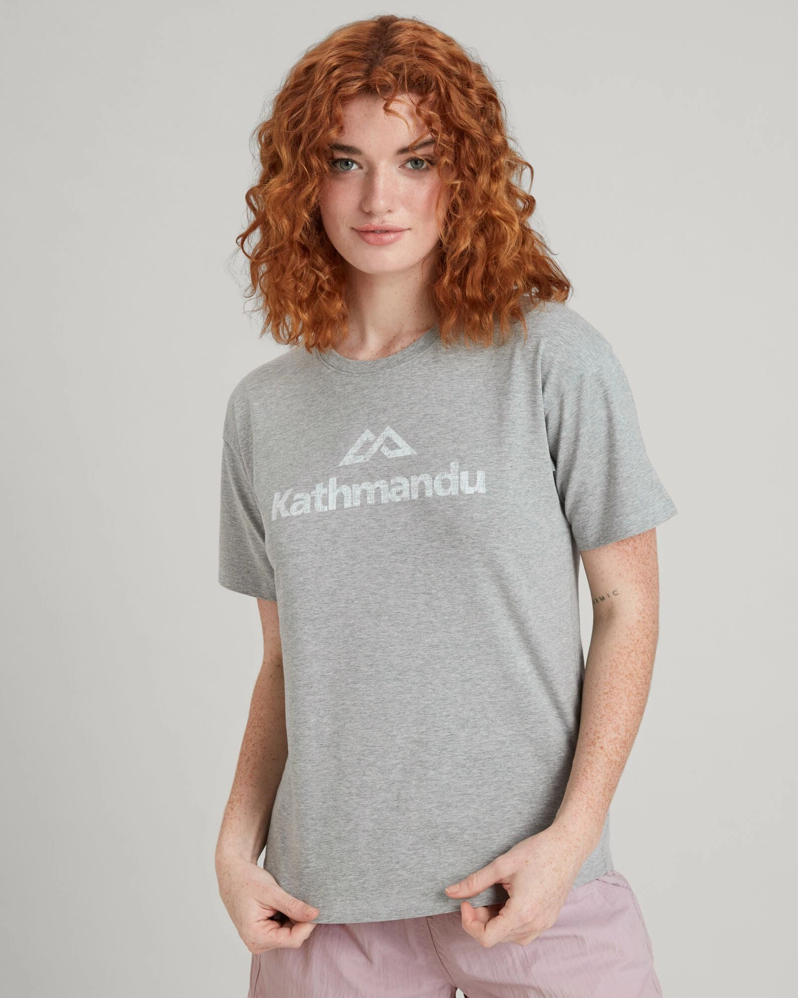 Mega Discount Today Kathmandu Logo Women'S Short Sleeve T-Shirt - Light Grey Marle