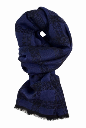 Blue Wool Scarf By Moschino Perfect Gift Offer
