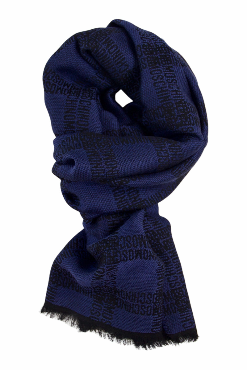 Blue Wool Scarf By Moschino Perfect Gift Offer