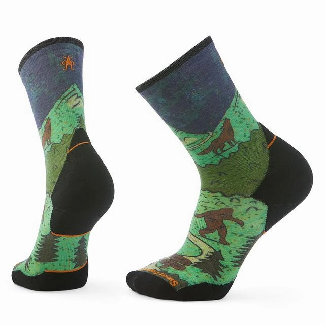 Unisex Trail Run Neature Print Crew Socks Twilight Blue Trending Hot Deal