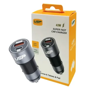 Exclusive Online Offer Hot Sale Frenzy 43W Usb A   Type C Fast Car Charger Usp