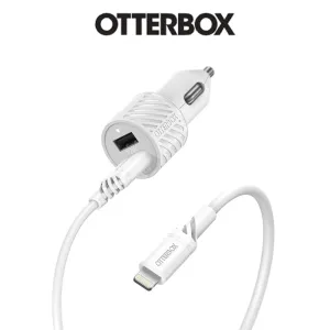 Limited Time Offer Today Only Discount Usb-A Dual Port Car Charging Kit With 1M Mfi Lightning Cable Otterbox (78-52698)
