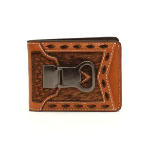 Trendy Picks Today Ariat Basket Weave Calf Hide Money Clip Wallet