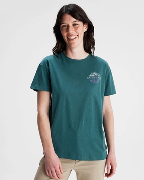 Women'S Kathmandu Logo Faded Organic Cotton T-Shirt - Deep Lagoon Special Price Offer Hot Pick Online