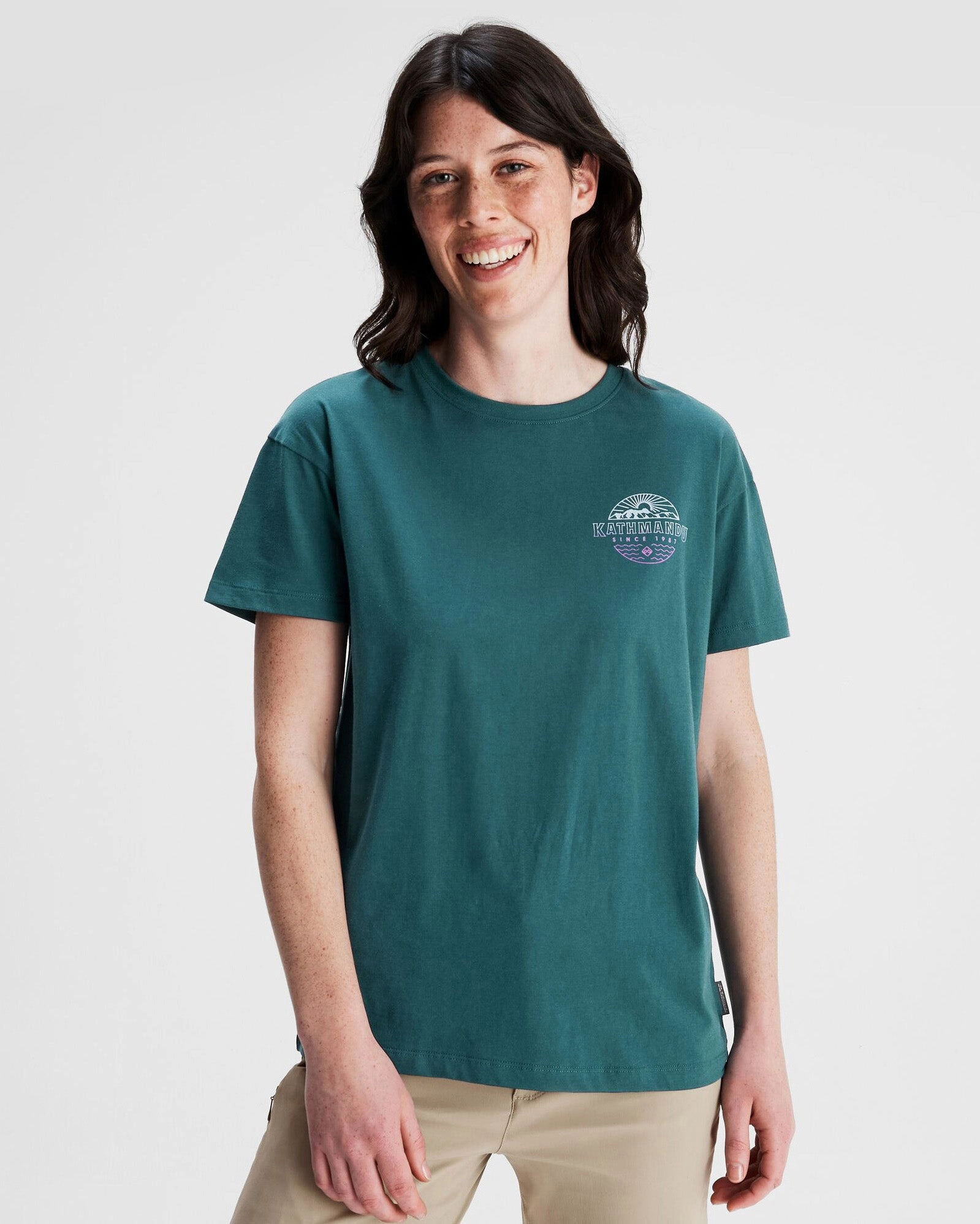 Dont Miss This Deal Women'S Kathmandu Logo Faded Organic Cotton T-Shirt - Deep Lagoon