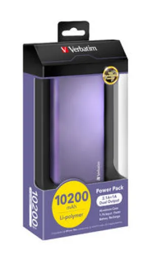 Hot Sale Frenzy Exclusive Holiday Deal Verbatim Portable Usb Power Pack (10,200 Mah) Purple