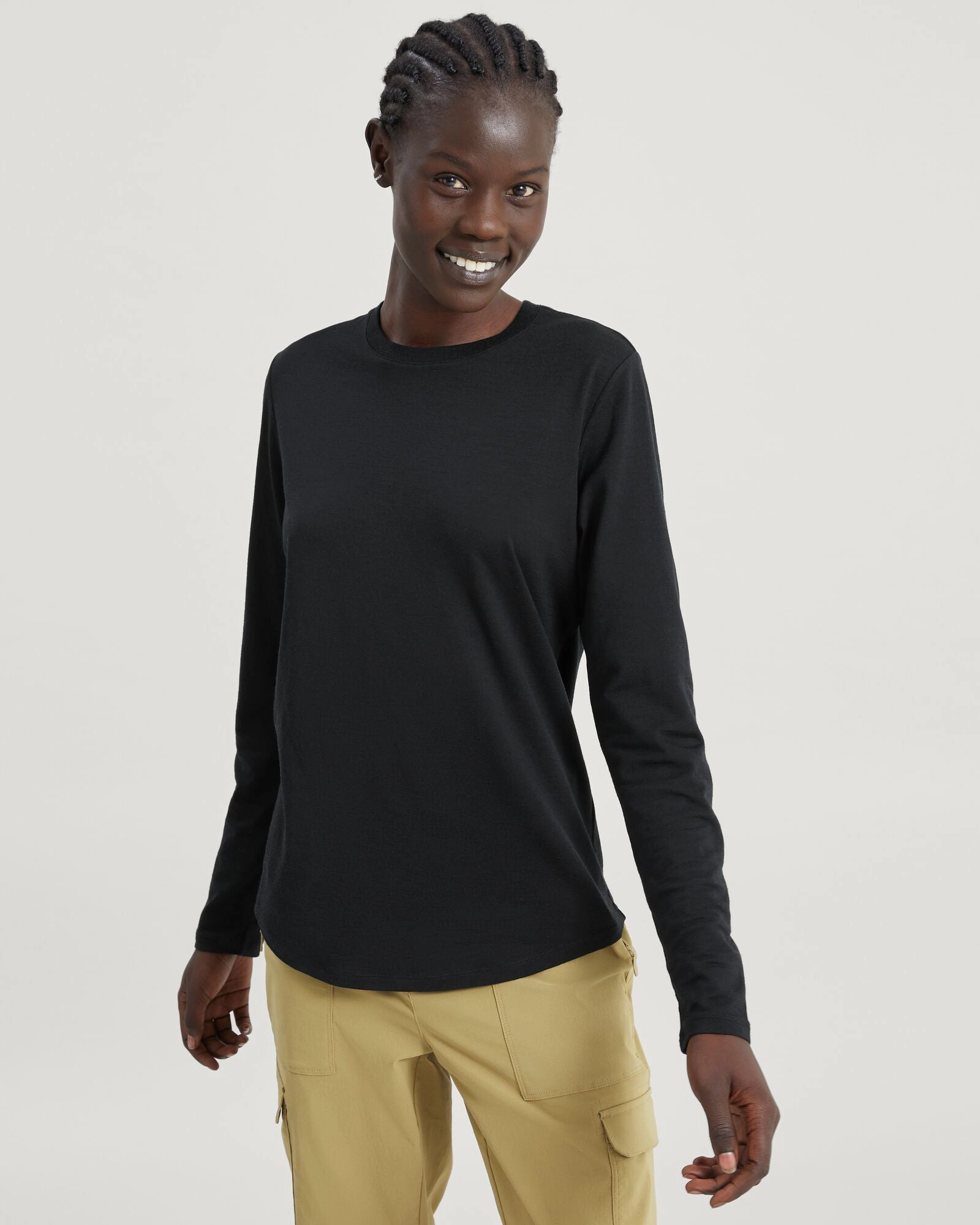 Exclusive Deal Inside Women'S 100% Merino Long Sleeve Crew Top - Black