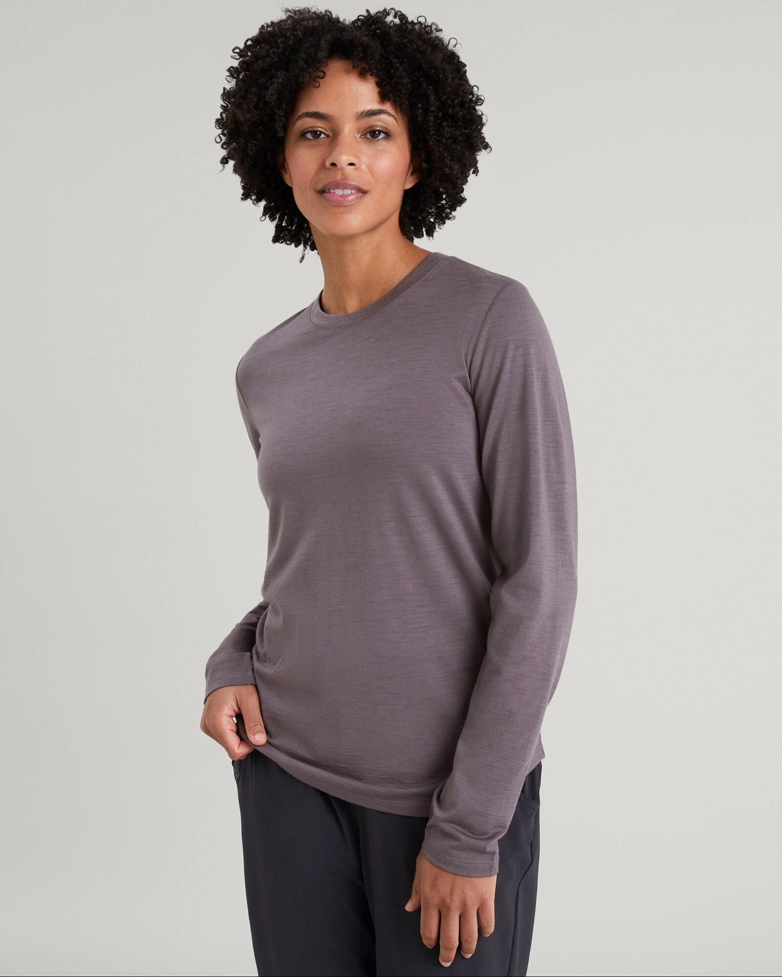 Women'S 100% Merino Long Sleeve Crew Top - Light Quartz Clearance Event Today Last Chance Steal