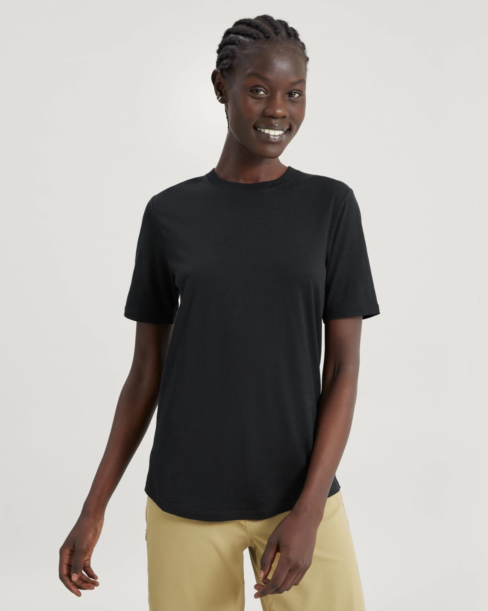 Limited Time Steal Women'S 100% Merino Short Sleeve Crew Top - Black
