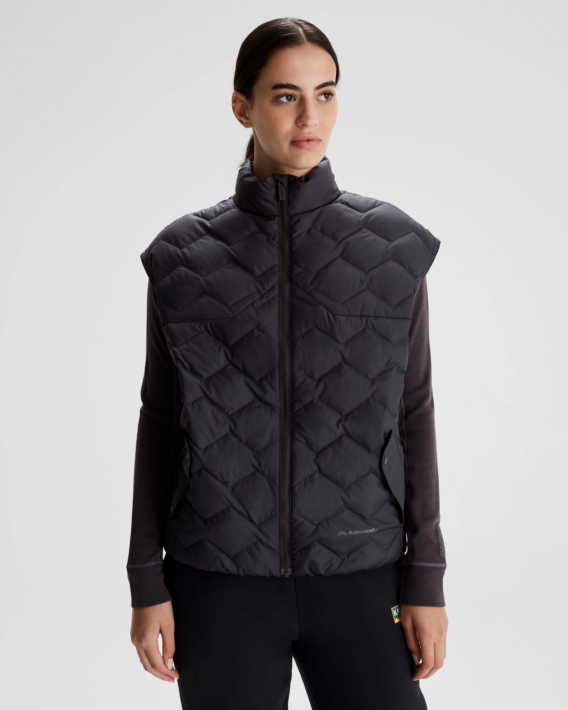 Save Today Event Women'S Any Time Down Short Vest - Black Stingray