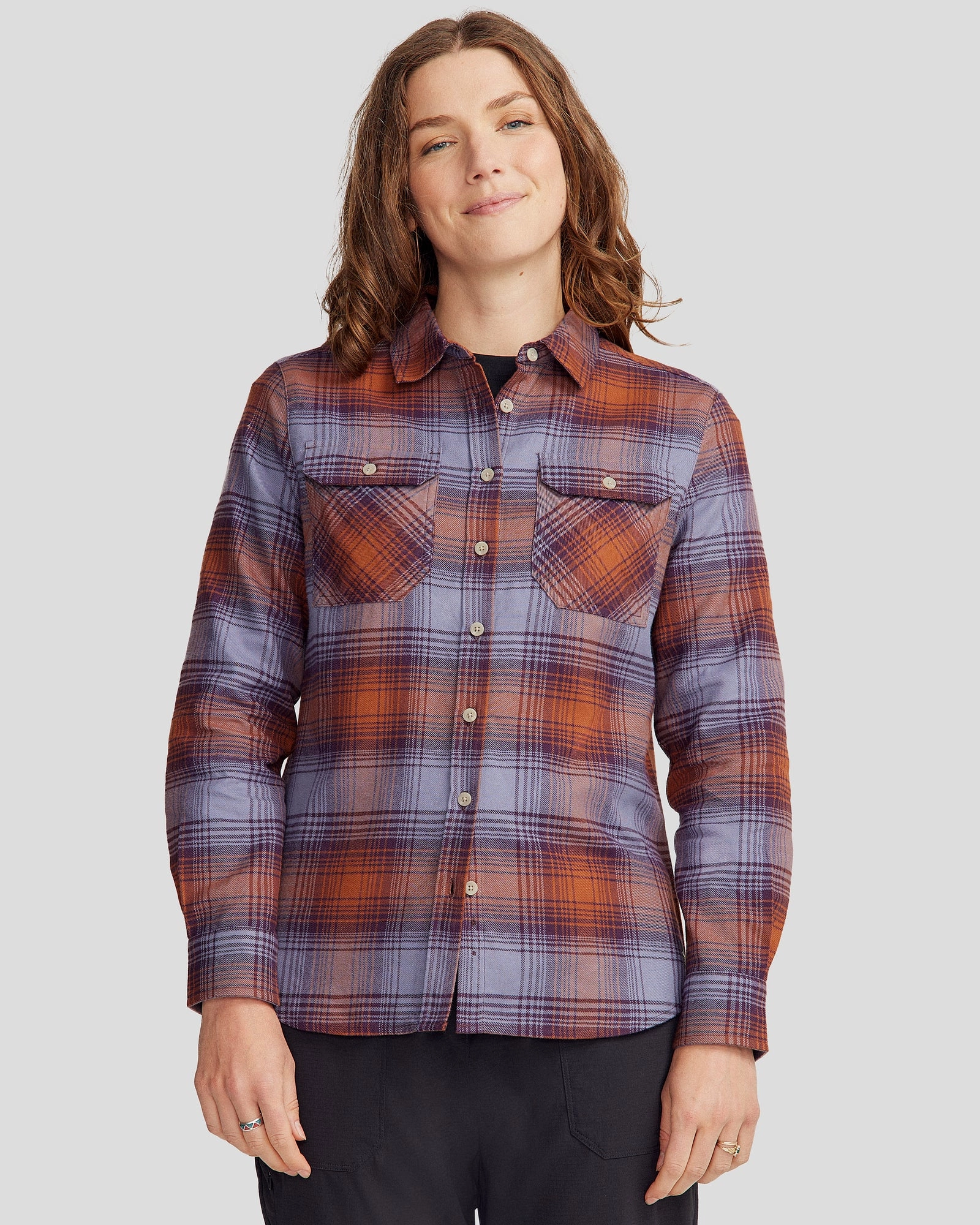 Women'S Carrillon Hf Long Sleeve Shirt  - Shadow Plaid Haze Shop Grab Savings
