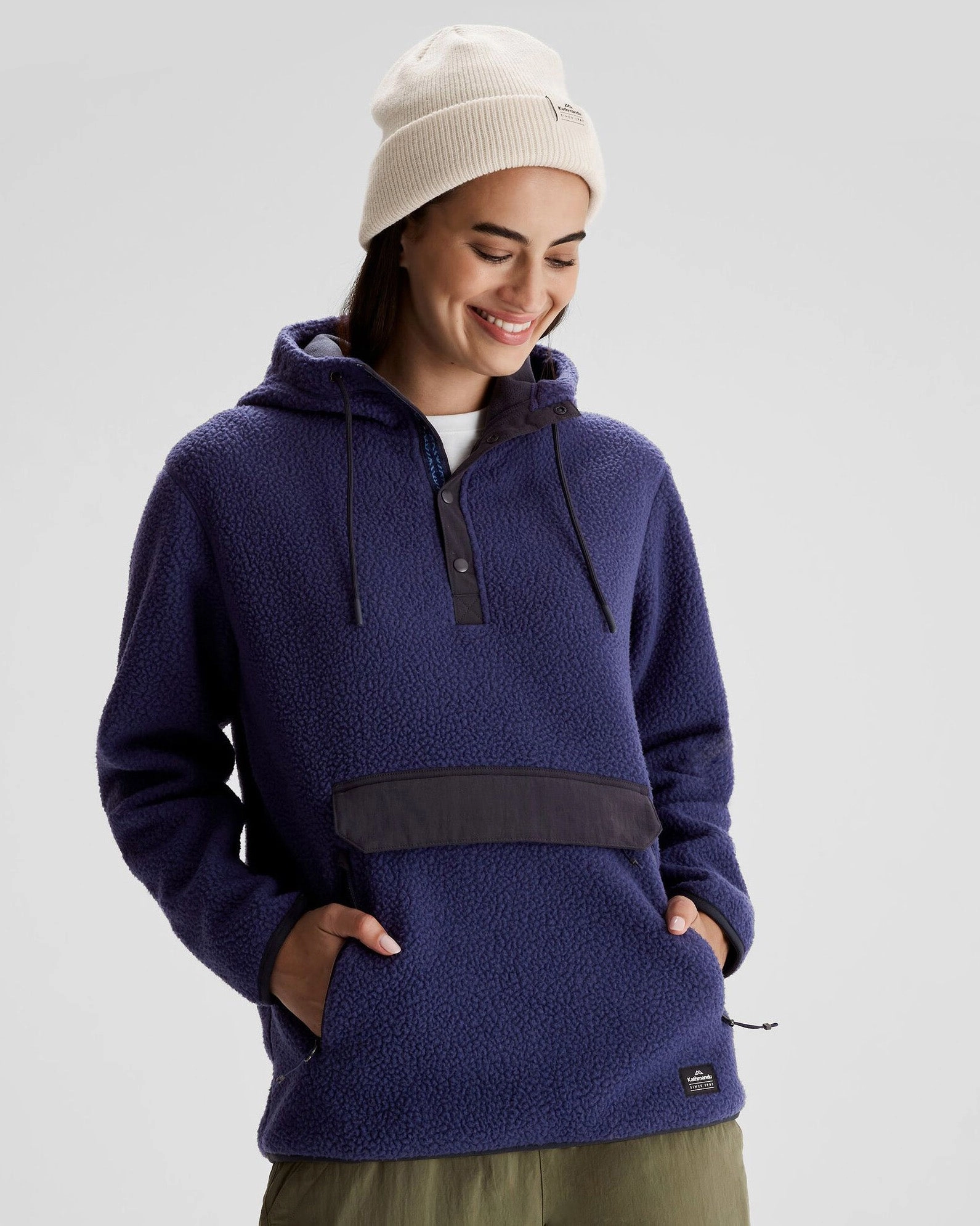 Women'S Co-Z High Pile Hooded Pullover  - Dark Horizon Dont Wait Save