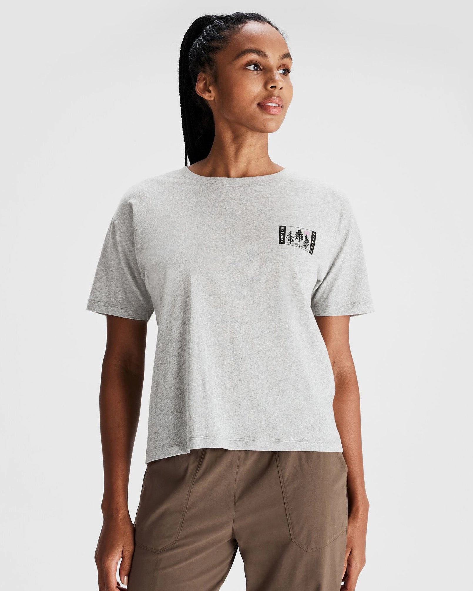Women'S Explore Nature Organic Cotton T-Shirt - Light Grey Marle Weekend Specials