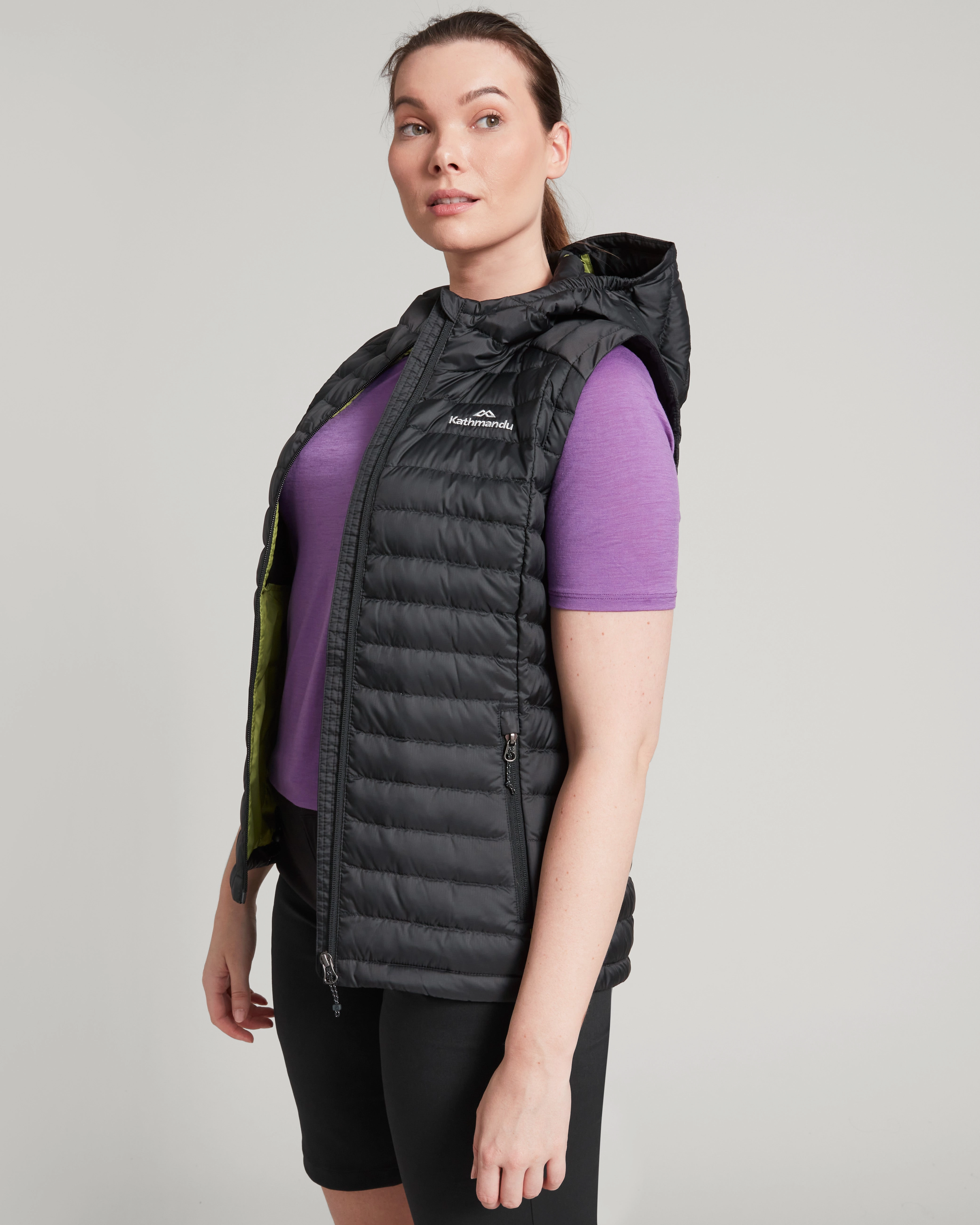 Last Chance Steal Women'S Heli Hooded Down Vest - Black