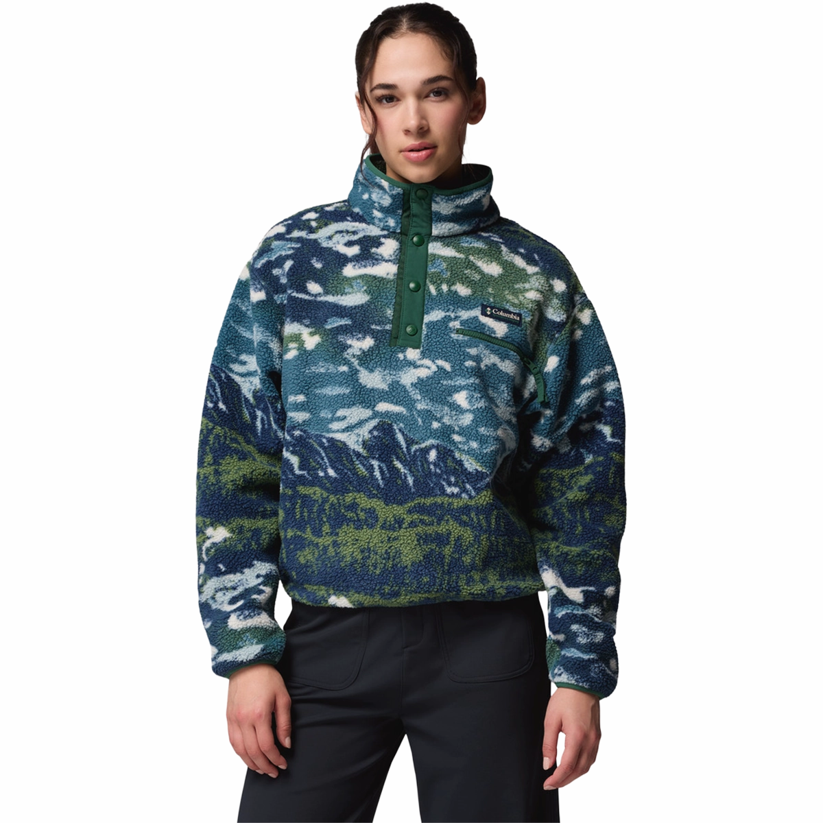 Grab It Fast Women'S Helvetia Ii Printed Crop 1/2 Snap Pullover