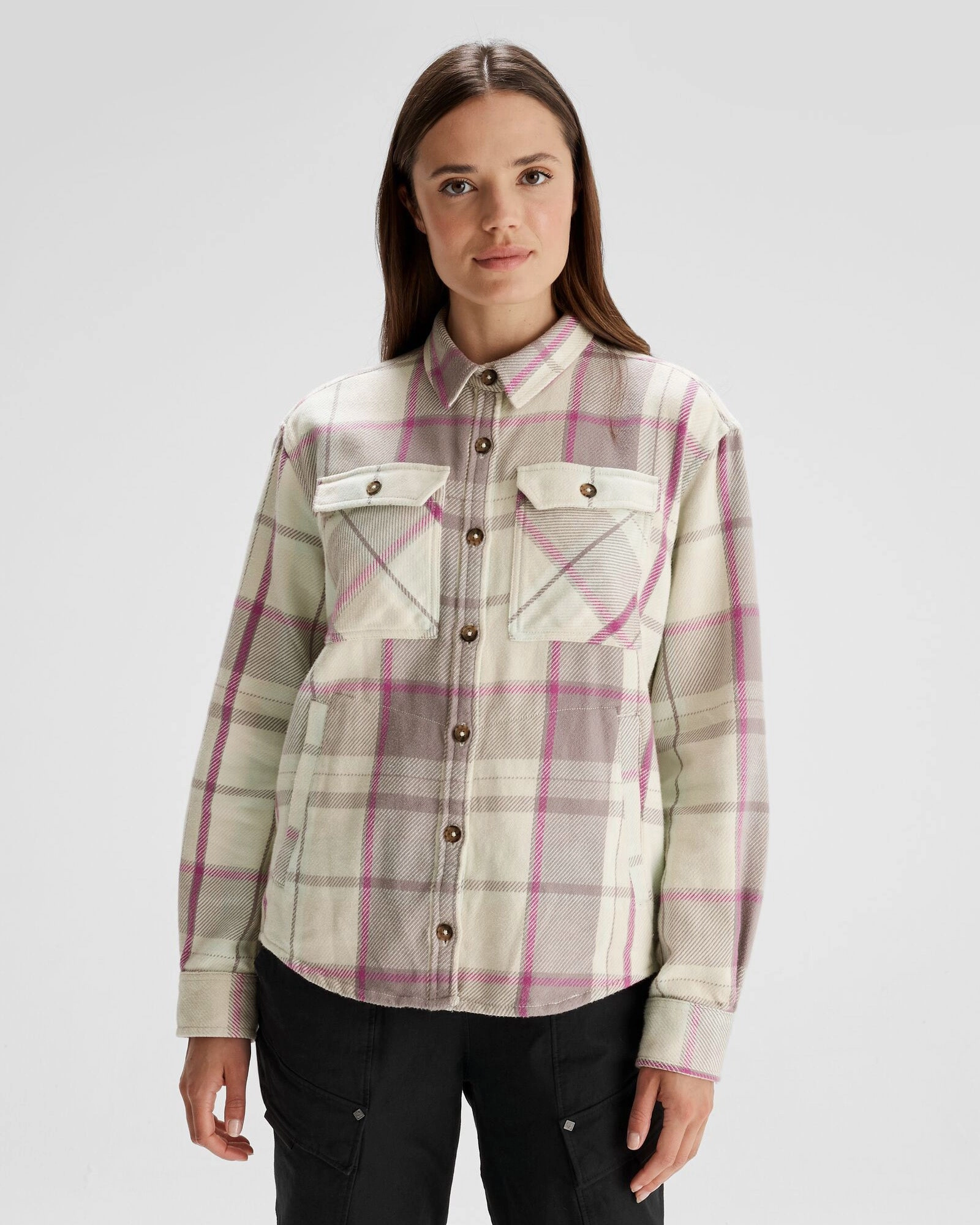 Women'S Huntly Long Sleeve Shirt - Cabin Plaid Shroom Hot Price Drop Todays Hot Savings