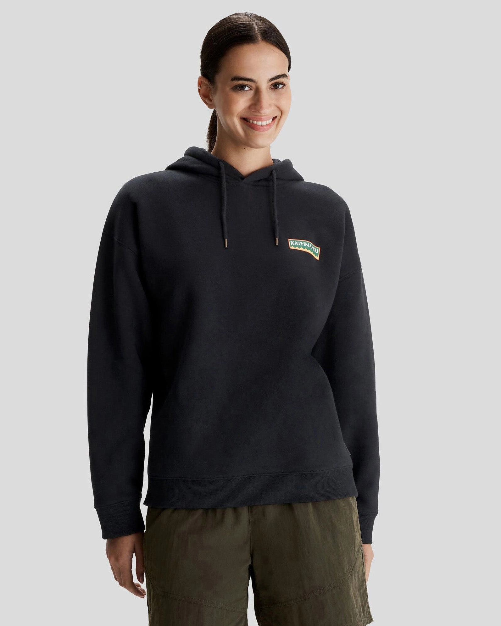 Women'S Kathmandu Heritage Logo Slouchy Hoodie - Black Shop the Savings Now
