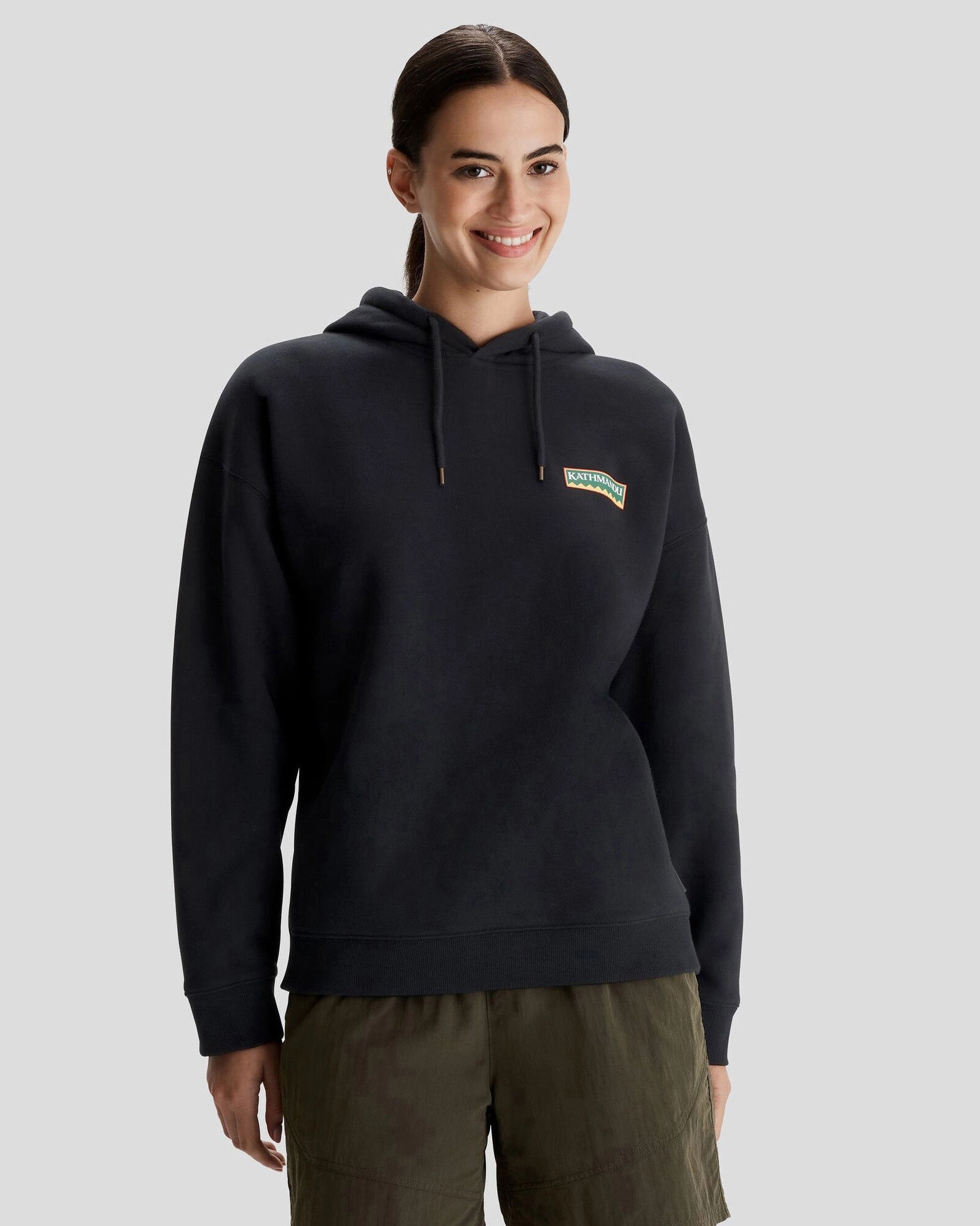New Arrival Discount Daily Deal Frenzy Women'S Kathmandu Heritage Logo Slouchy Hoodie - Black