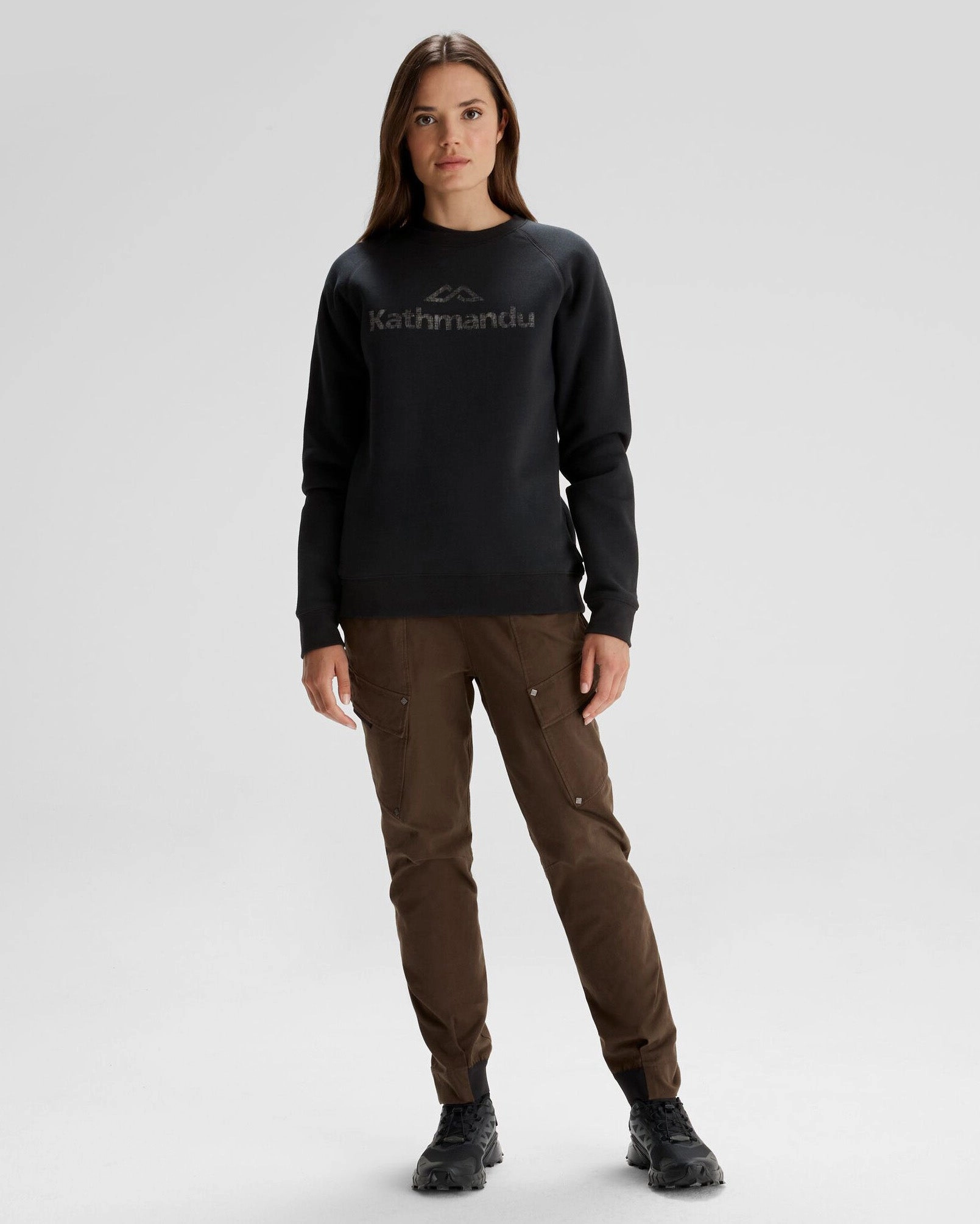 MustShop Sale Today Only Hot Pick Women'S Kathmandu Logo Crew Sweater - Black