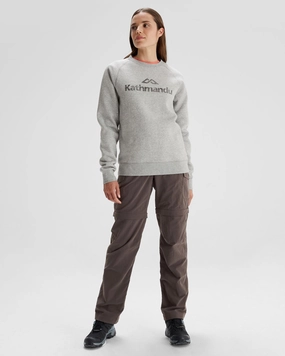 Women'S Kathmandu Logo Crew Sweater - Light Grey Marle Big Clearance Event Special Offer Inside