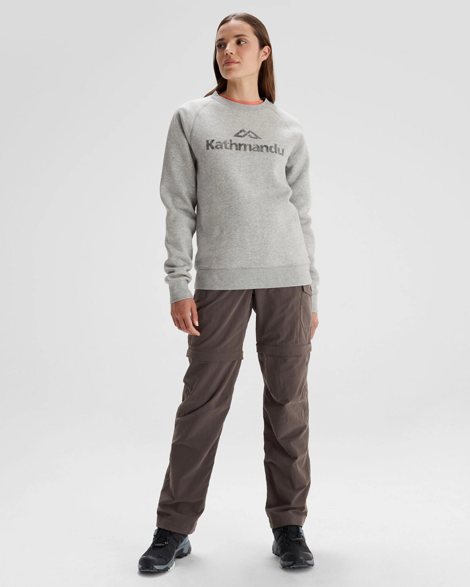 Women'S Kathmandu Logo Crew Sweater - Light Grey Marle Save Big Online