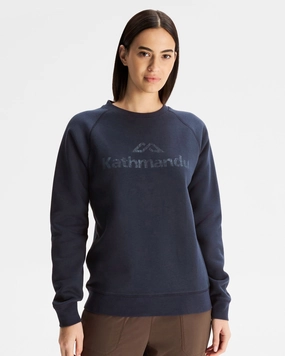 Women'S Kathmandu Logo Crew Sweater - Pure Navy Clearance Steal Today Big Savings Event