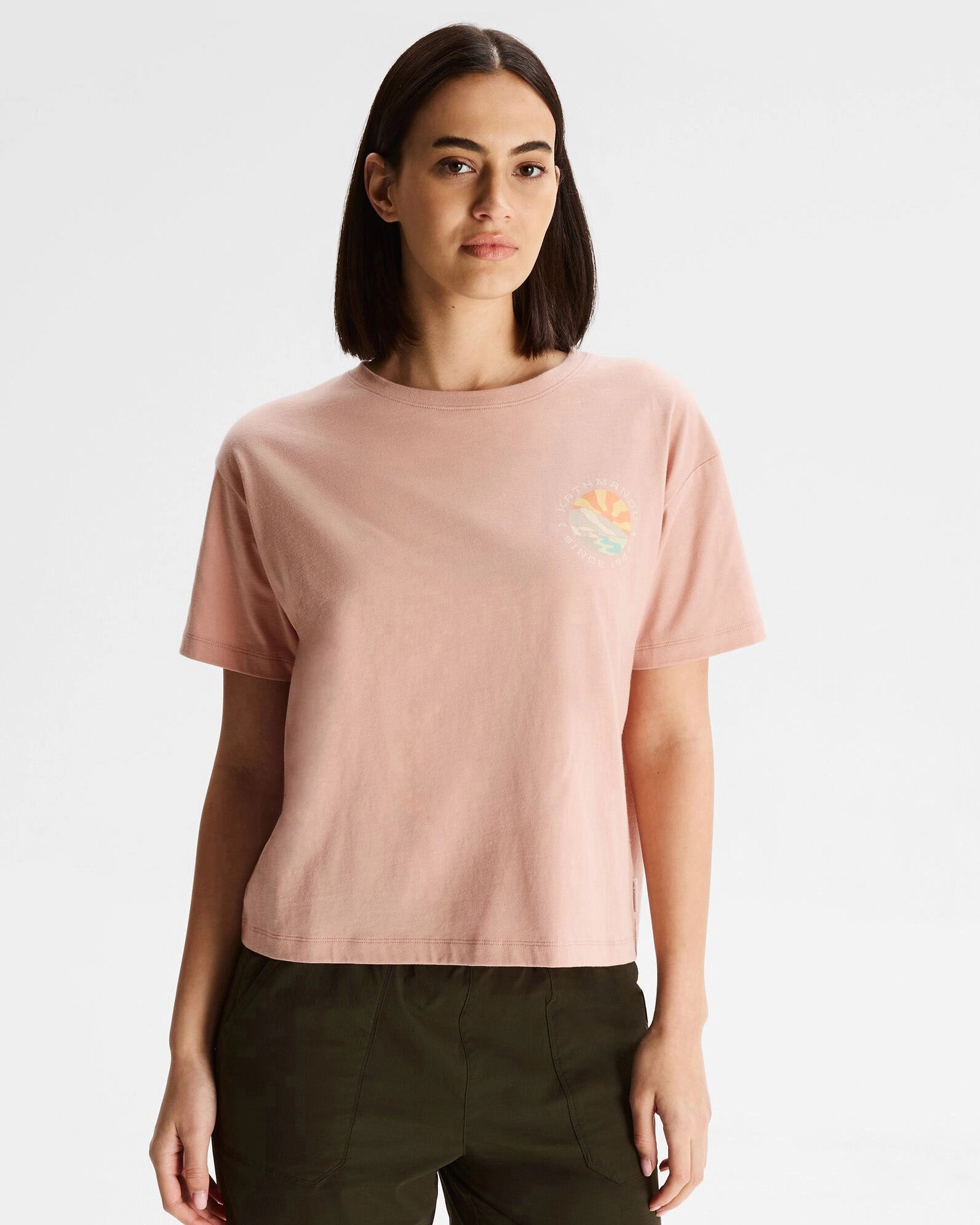 Women'S Kathmandu Logo Sunburst Organic Cotton T-Shirt - Mineral Todays Special Savings Hot Savings Alert