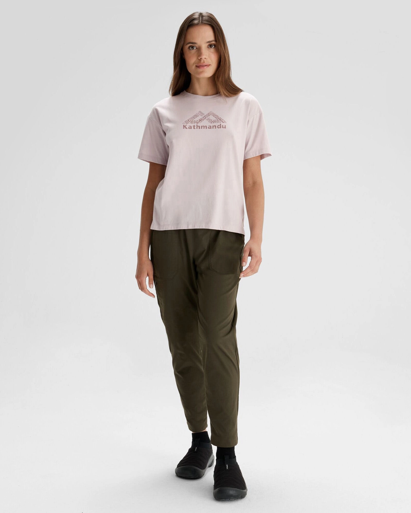 Last Chance Steal Instant Deal Today Women'S Kathmandu Logo X Simon Beck Organic Cotton T-Shirt - Dove