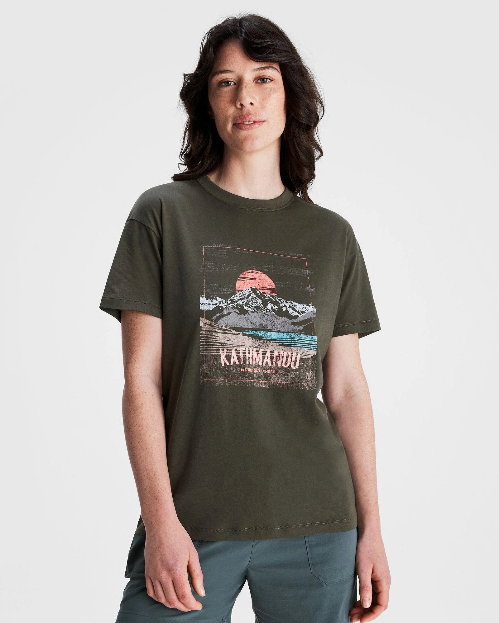 Women'S Mt Cook Organic Cotton T-Shirt - Dark Moss Hot Clearance Now